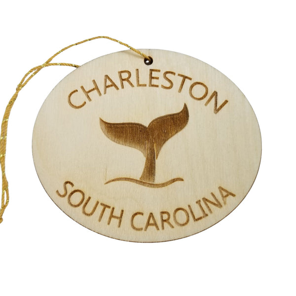 Charleston South Carolina Ornament - Handmade Wood Ornament - SC Whale Tail Whale Watching - Christmas Ornament Made in USA Travel Gift