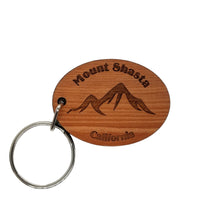 Mount Shasta CA Keychain Mountains Wood Keyring California Ski Resort Skiing Snowboarding Key Tag Bag