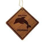 Dolphin Crossing Ornament - Dolphin Ornament - Wood Ornament Handmade in USA - Christmas Home Decoration - Dolphin Christmas
