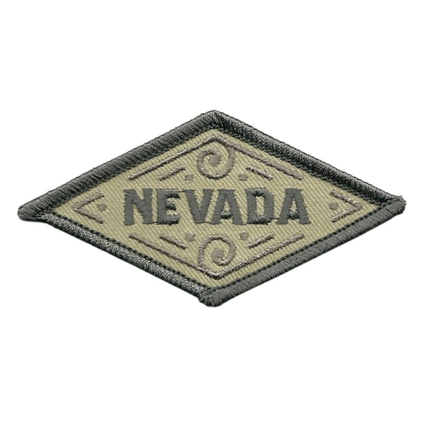 Nevada Patch – Gray with Swirls – Travel Patch Iron On – NV Souvenir Patch – Embellishment Applique – Diamond 3.5" The Silver State