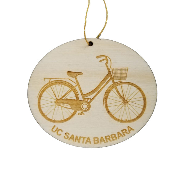 Santa Barbara Wood Ornament - UC Santa Barbara Womens Bike or Bicycle - Handmade Wood Ornament Made in USA Christmas Decor