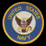 US Navy Patch Iron On Country Pride Patch US Military Patch Blue Circle Yellow Border 3"
