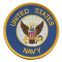 US Navy Patch Iron On Country Pride Patch US Military Patch Blue Circle Yellow Border 3"