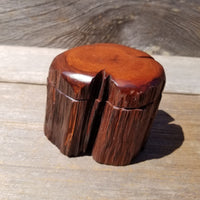 Wood Ring Box Redwood Rustic Handmade California Storage Live Edge Mini #470 Birthday Gift Christmas Gift Mother's Day Gift