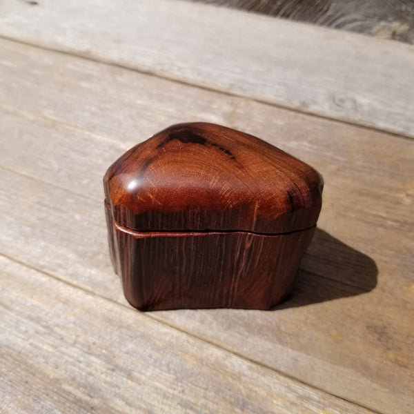 Wood Ring Box Redwood Rustic Handmade California Storage Live Edge Mini #463 Birthday Gift Christmas Gift Mother's Day Gift