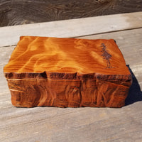 Wood Jewelry Box Redwood Tree Engraved Rustic Handmade Curly Wood #372 Mens Valet Christmas Gift 5th Anniversary
