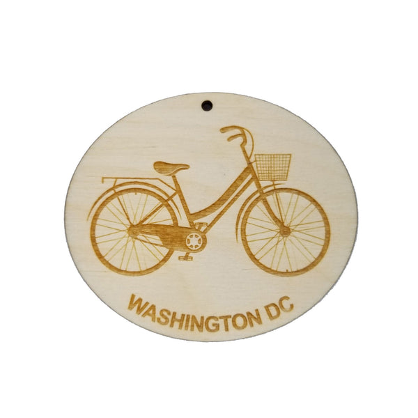 Washington DC Wood Ornament - Womens Bike or Bicycle - Handmade Wood Ornament Made in USA Christmas Decor