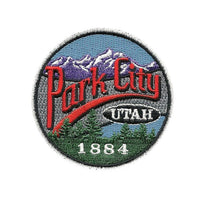 Park City Utah Patch – Mountain Resort Logo UT – Travel Patch Iron On – UT Souvenir Patch – Travel Gift 2.5″ Circle Embellishment Applique