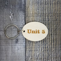Unit Number Wood Keychain Key Ring Keychain Gift - Key Chain Key Tag Key Ring Key Fob - Storage Unit Number Text Key Marker