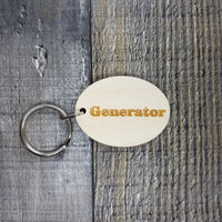 Generator Door Wood Keychain Key Ring Keychain Gift - Key Chain Key Tag Key Ring Key Fob - Generator Text Key Marker