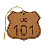 US HWY 101 Christmas Ornament Highway Road Sign Handmade Wood Ornament Made in USA Travel Souvenir
