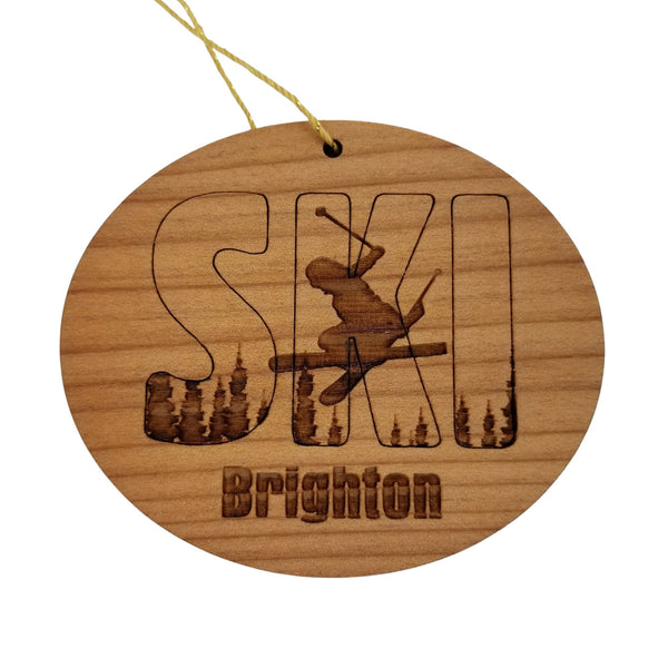 Brighton Utah Ski Ornament - Handmade Wood Ornament - UT Souvenir - Ski Skiing Skier Trees Christmas Travel Gift