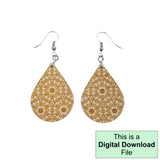 Abstract Gears Boho Teardrop Dangle Earring Laser Cut and Engrave SVG File Engrave Only Digital Download Cut Your Own