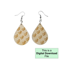 Swirl Pattern Teardrop Dangle Earrings Laser Cut and Engrave SVG File Engrave Only Digital Download Cut Your Own Pattern