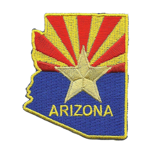 Arizona Patch AZ State Flag Badge Copper Star Cutout Shape Souvenir Iron On 2.5"