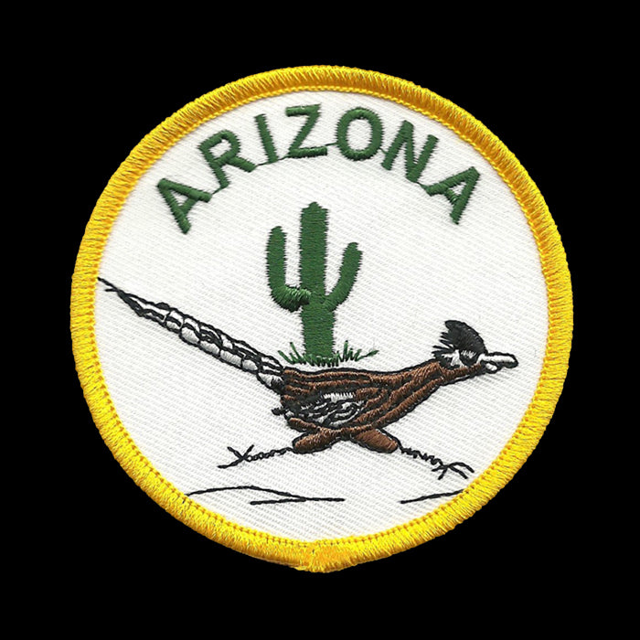 Arizona Roadrunner with Cactus Iron on Patch 3" Souvenir Badge Emblem Applique Accessory