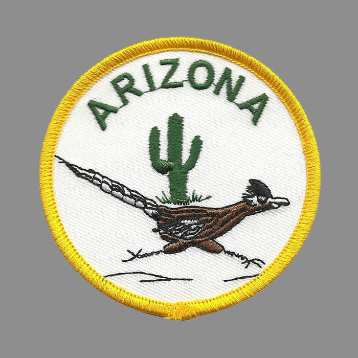 Arizona Roadrunner with Cactus Iron on Patch 3" Souvenir Badge Emblem Applique Accessory