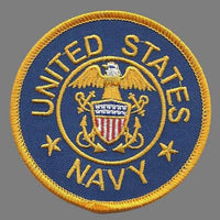 US Navy Patch Iron On Country Pride Patch US Military Patch Blue Circle Yellow Border 3" Eagle