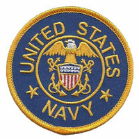 US Navy Patch Iron On Country Pride Patch US Military Patch Blue Circle Yellow Border 3" Eagle