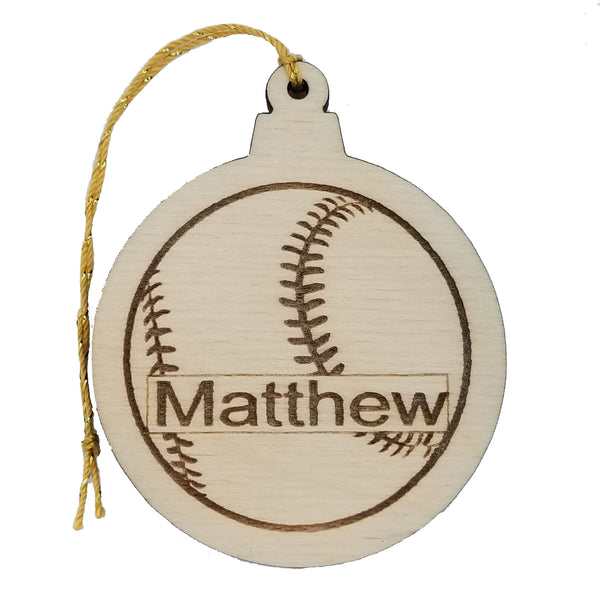 Baseball Wood Ornament, Baseball Player Gift, Engraved Ornament, Personalized