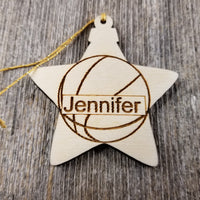 Basketball Wood Ornament - Basketball Player Gift - Personalized Ornament - Star Shape