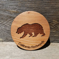 Bear Wood Coasters - Set of 4 - California Redwood Laser Engraved - Souvenir