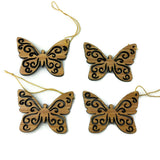 Butterfly Christmas Ornament White Wood Handmade USA