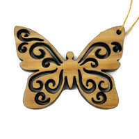 Butterfly Christmas Ornament White Wood Handmade USA