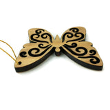 Butterfly Christmas Ornament White Wood Handmade USA