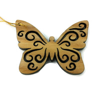 Butterfly Christmas Ornament White Wood Handmade USA
