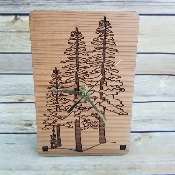Redwood Wood Clock Trees Mantle Desk Office Shelf Handmade California