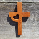 Wood Wall Cross - Wooden Cross - Wall Cross - Heart Cross 7 Inch