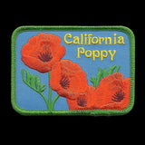California Poppy Patch State Flower Embroidered Souvenir Rectangle 3.5" Iron On