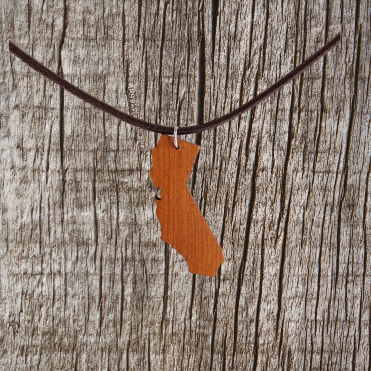 California State Necklace - Wood Necklace - California Redwood - N-1