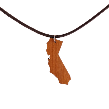 California State Necklace - Wood Necklace - California Redwood - N-1