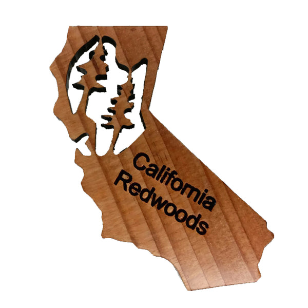 California State Shaped Redwood Refrigerator Magnet Made in USA