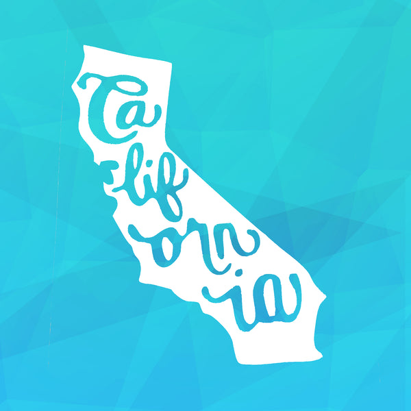 California State Shape White Decal 6 Inch - CA Pride