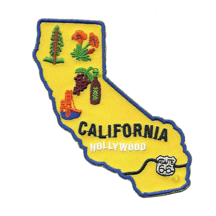 California State Patch Iron On Map Redwoods Route 66 Souvenir Badge Emblem Applique Accessory