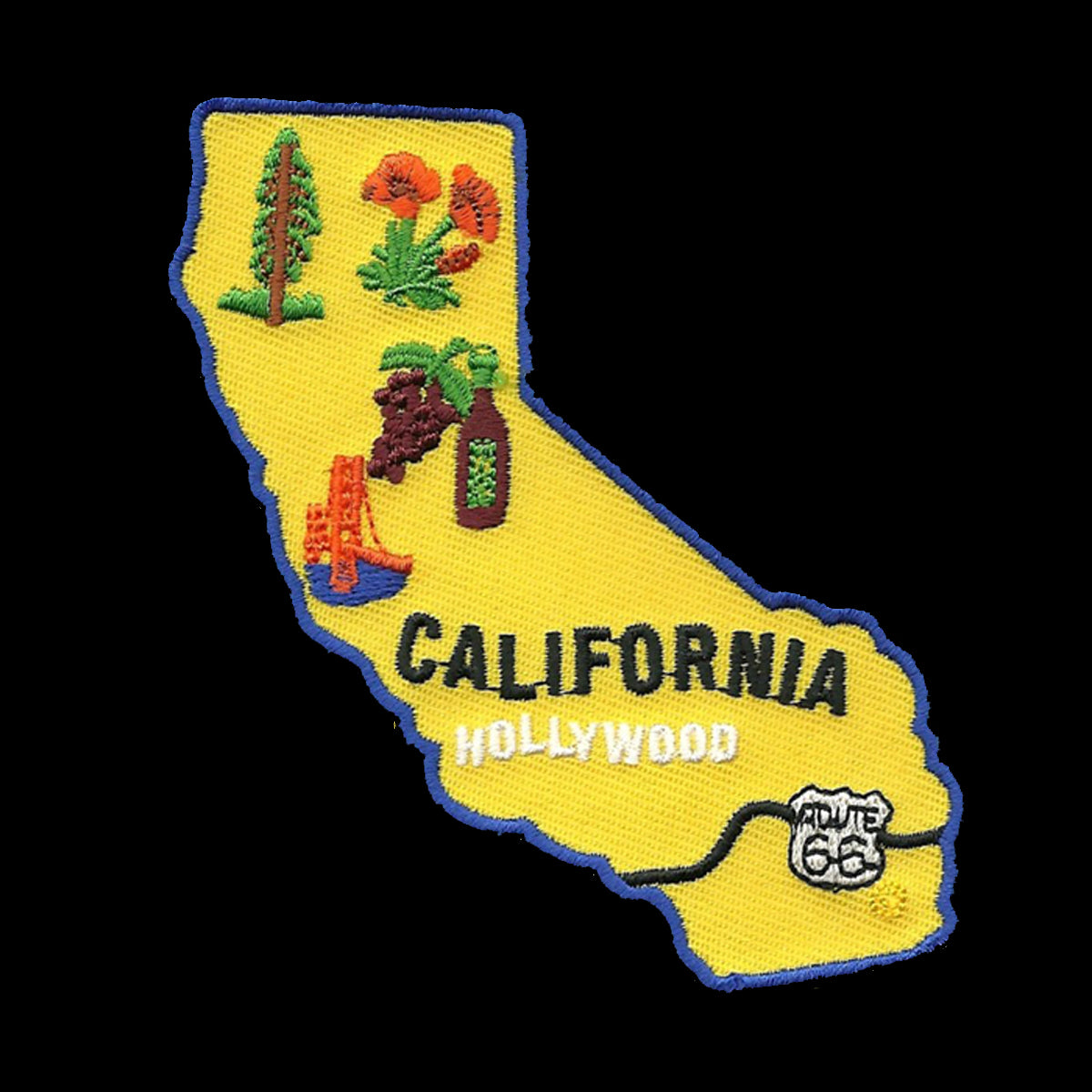 California State Patch Iron On Map Redwoods Route 66 Souvenir Badge Emblem Applique Accessory