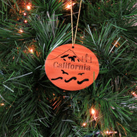California Christmas Ornament Oval California Redwood