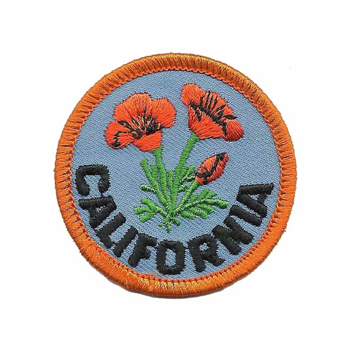 California Poppy State Flower Patch Iron On 2" Badge Emblem Applique Accessory