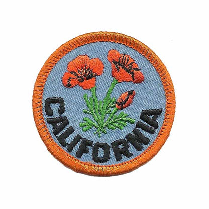 California Poppy State Flower Patch Iron On 2" Badge Emblem Applique Accessory