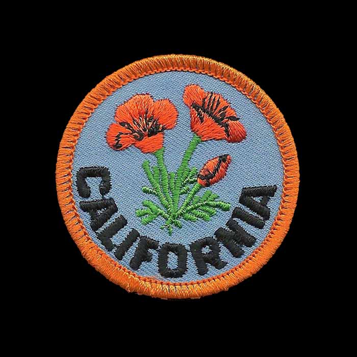 California Poppy State Flower Patch Iron On 2" Badge Emblem Applique Accessory