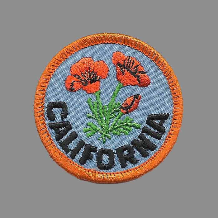 California Poppy State Flower Patch Iron On 2" Badge Emblem Applique Accessory