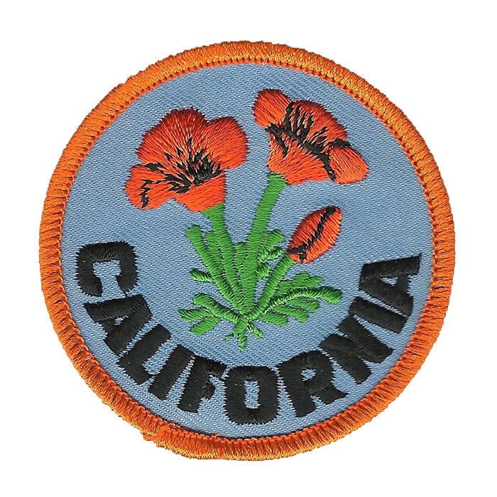 California Poppies State Flower Patch Iron On Souvenir 2.5" Badge Emblem Applique