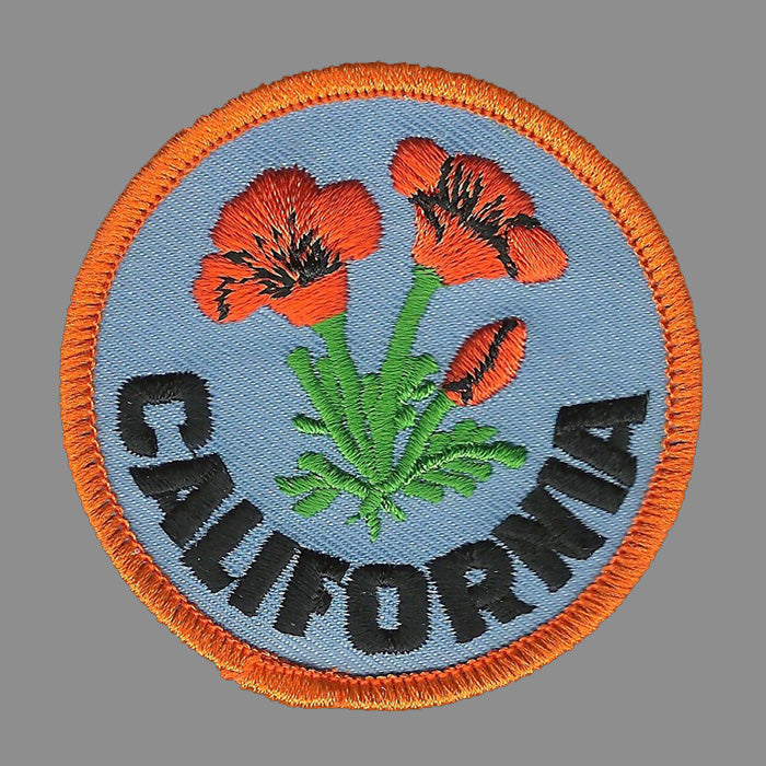 California Poppies State Flower Patch Iron On Souvenir 2.5" Badge Emblem Applique