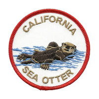 California Sea Otter Iron On Patch 3 Inch Circle