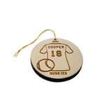 Baseball Wood Ornament, Custom Baseball Jersey Sports Ornament Personalized Made in USA