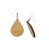 Wood Earrings - Abstract Flower Floral Pattern Engraved Teardrop Wood Earrings - Dangle Earrings - Gift - Drop Earrings Lightweight