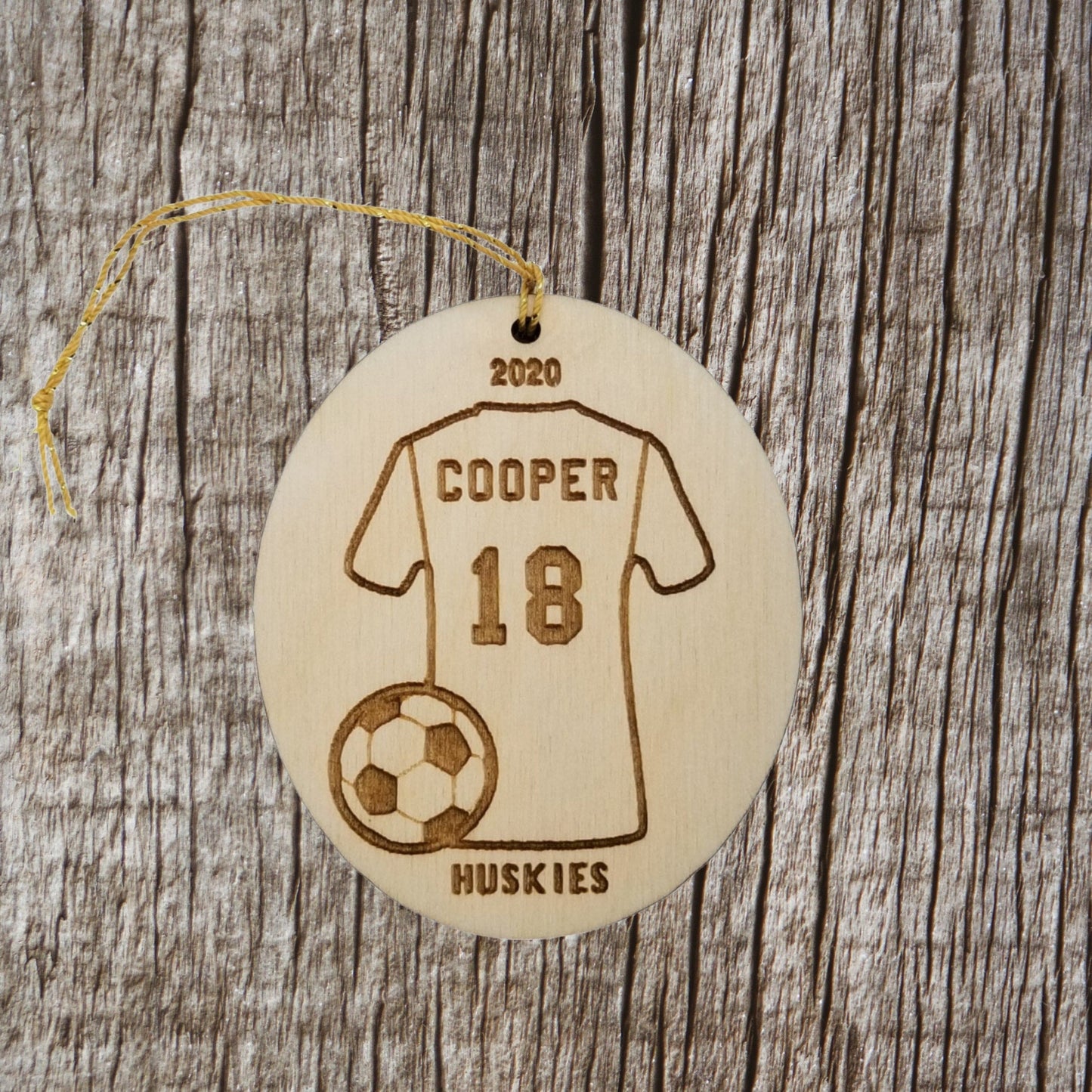 Soccer Wood Ornament, Custom Soccer Jersey and Ball Soccer Player Gift Personalized Futbol